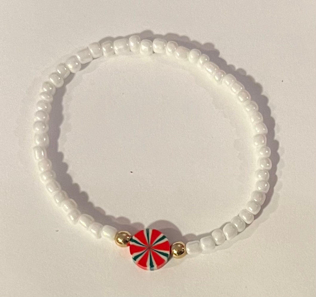 Dainty Peppermint Beaded Bracelet