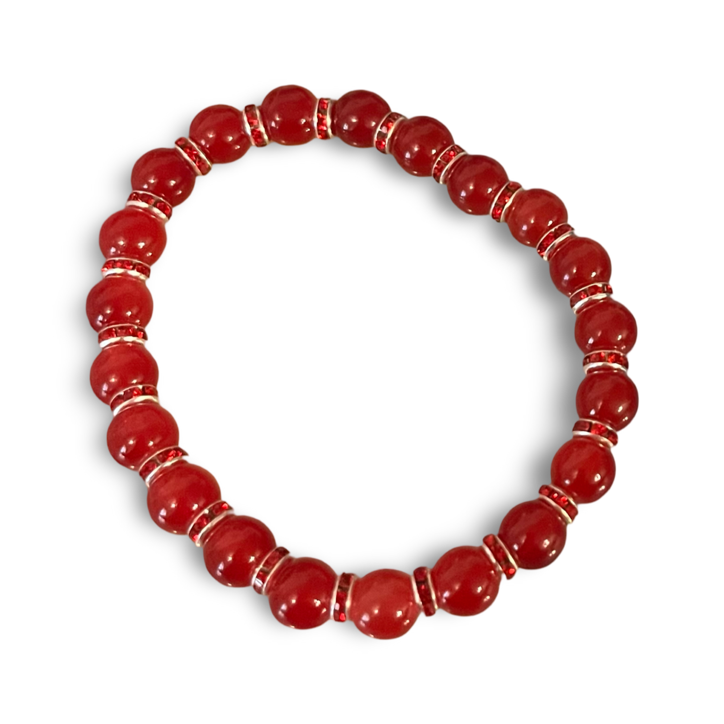 Lady in Red Beaded Bracelet