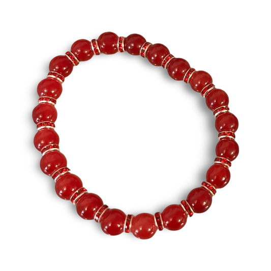 Lady in Red Beaded Bracelet