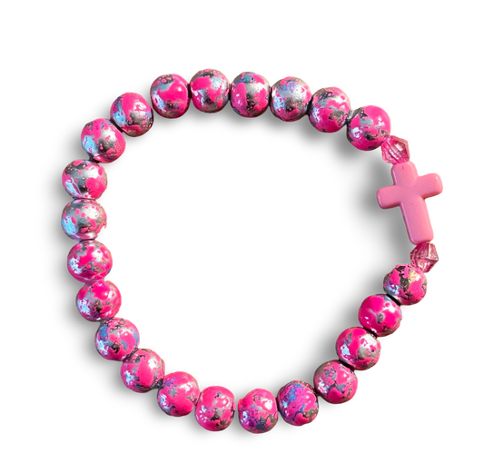 At Cross Purposes Bracelet in Graffiti Pink